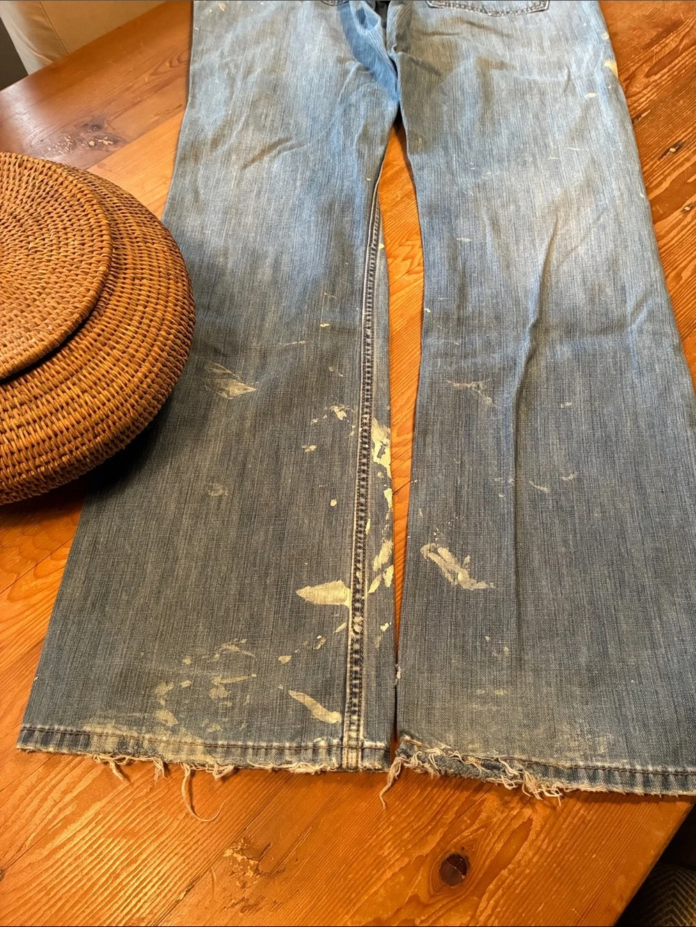 Levi’s 567 Distressed, Painted & Patched Blue Jeans - Size 36 x 34